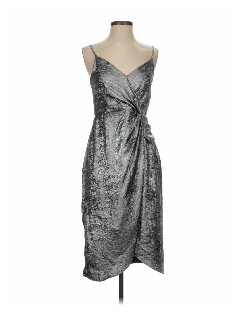 Worthington XL Silver Metallic Wrap Slip Dress - Women